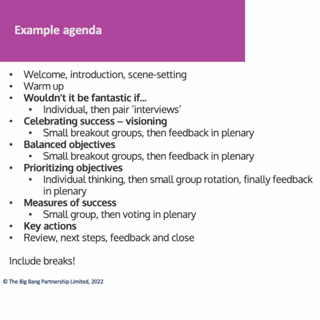 Goal setting workshop agenda