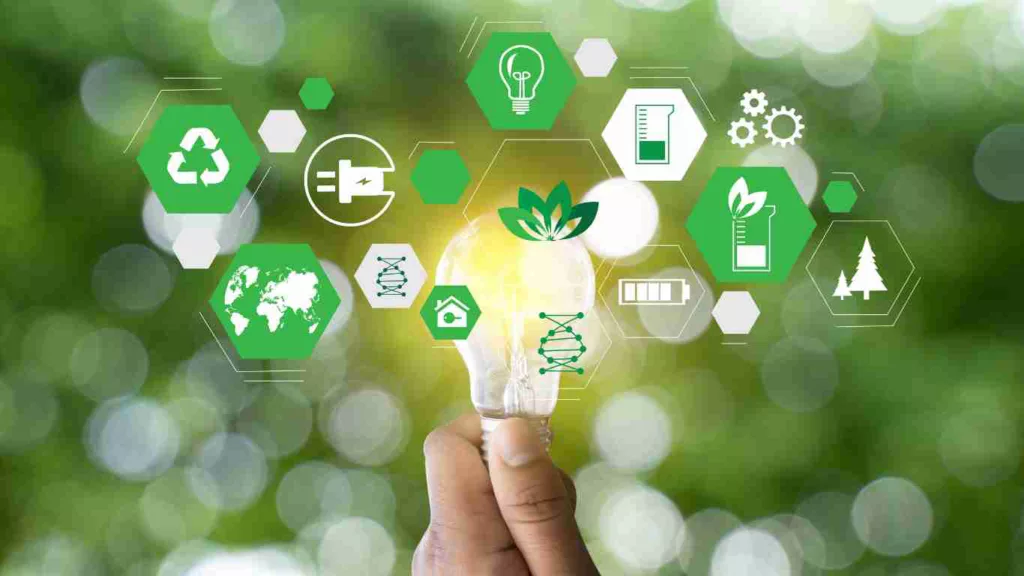 Sustainable Innovation image lightbulb and icons