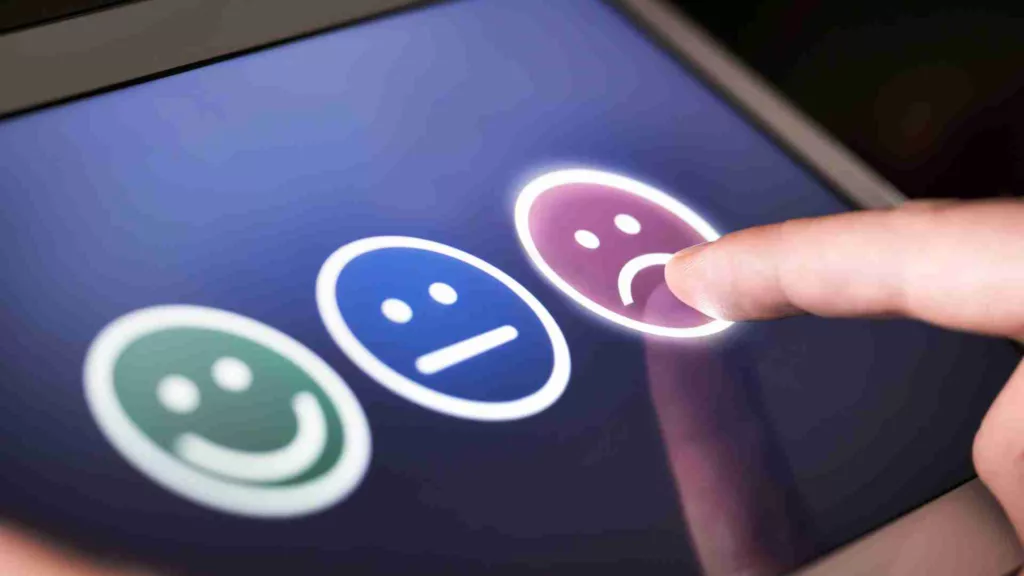 Customer feedback via emojis on a tablet
