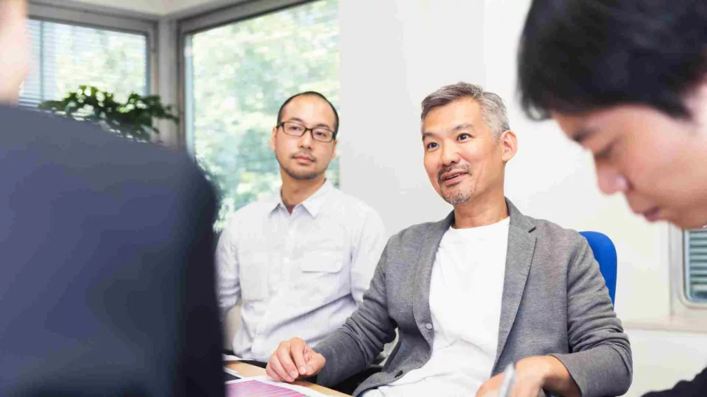 People discussing in a meeting