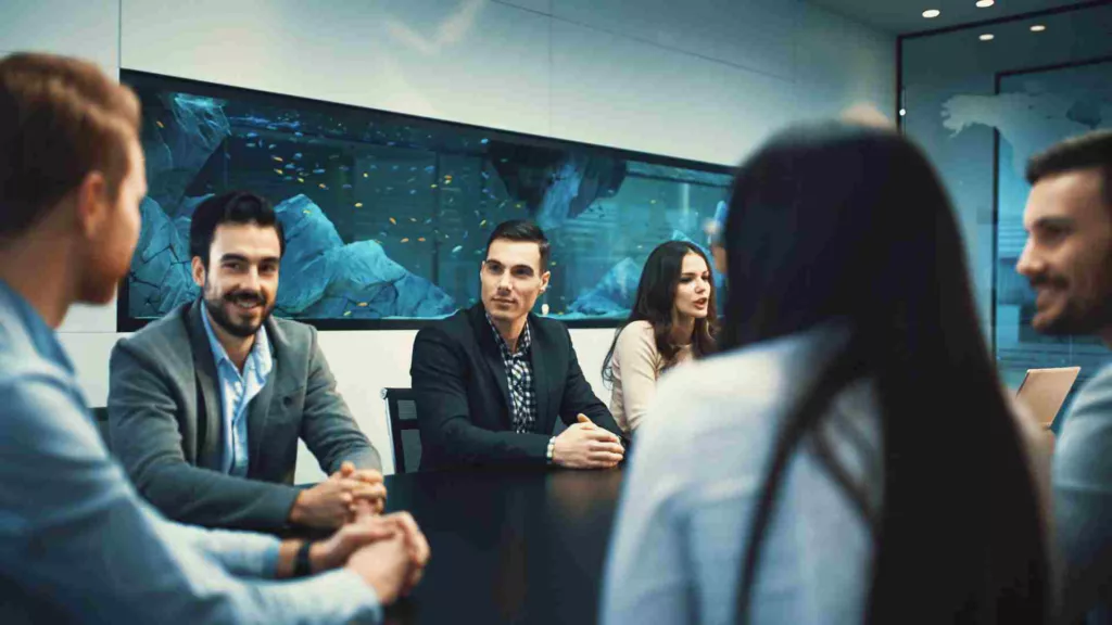 Business meeting in progress around board table