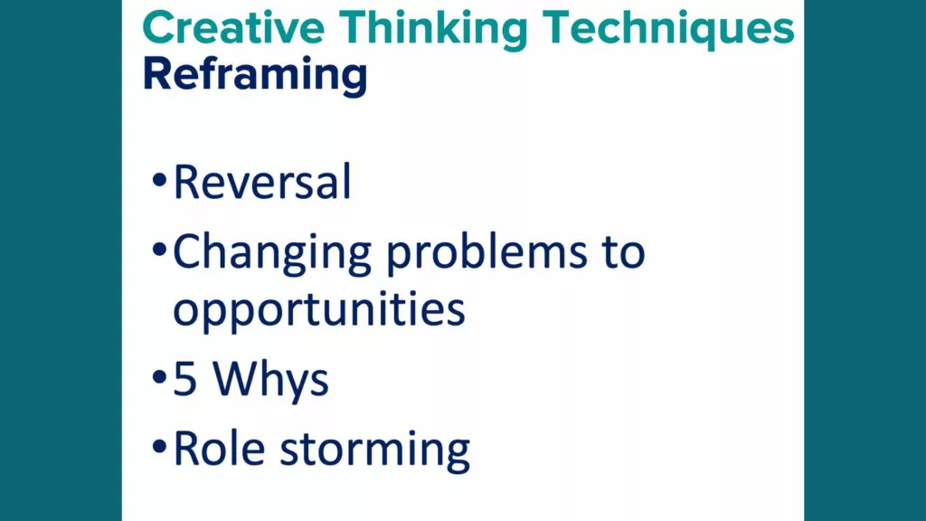 List of reframing creative thinking techniques