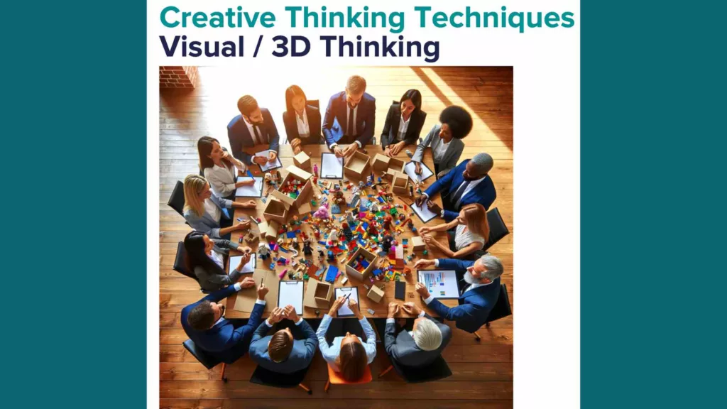 People sitting at a round table engaged in hands on creative thinking activities