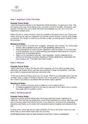 Examples of negotiation skills workshop content